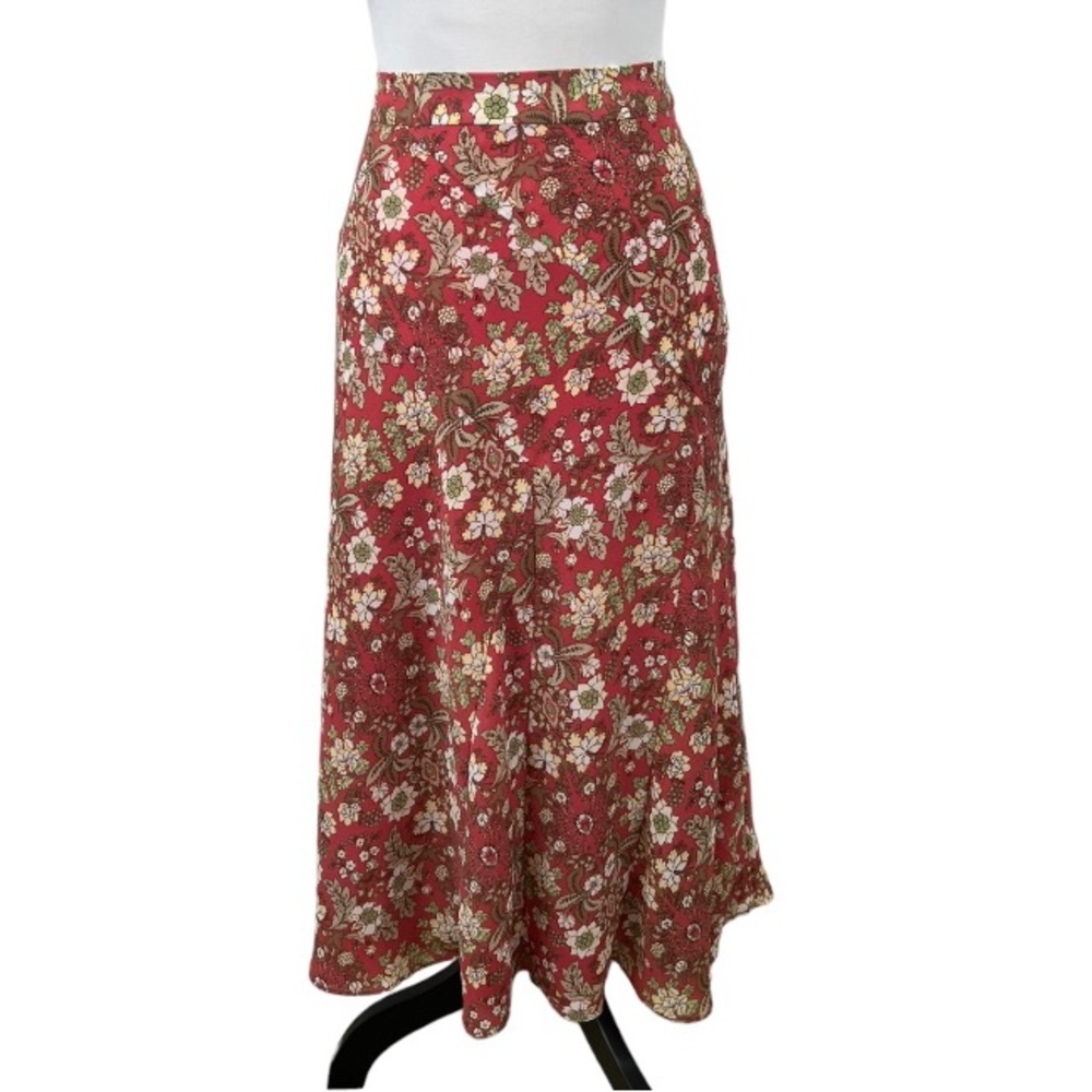Emma James Red Floral Midi Skirt